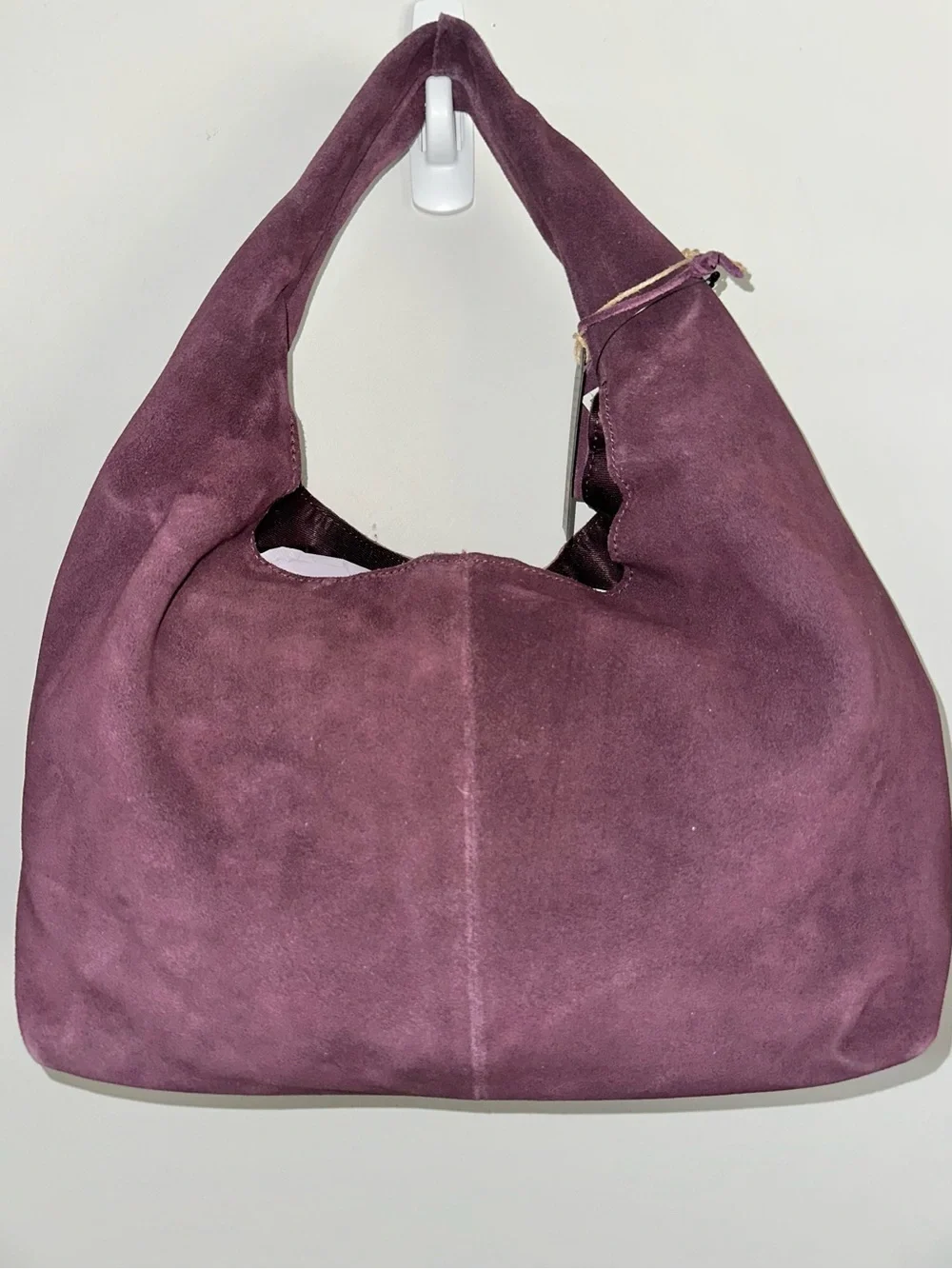 New Genuine Leather Suede Slouchy Boho style Bag / Purse in Tan or Eggplant